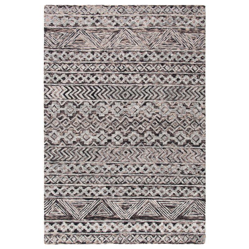 Abstract ABT252 Handmade Indoor Area Rug - Grey/Brown - 6'x9' - Safavieh
