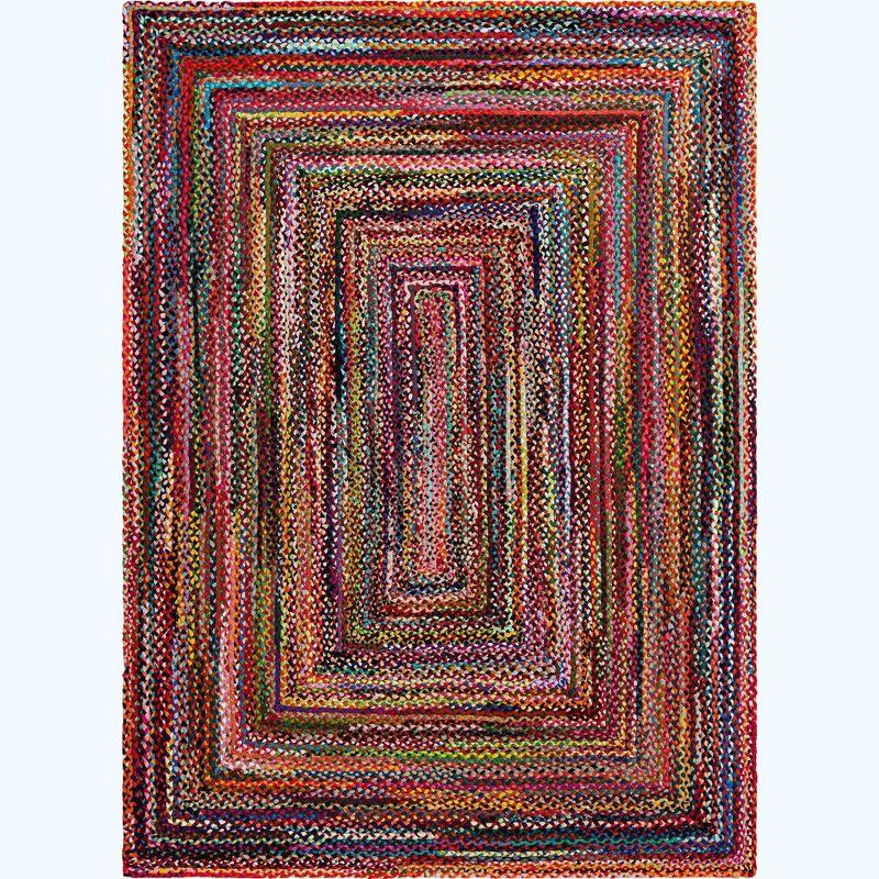 Unique Loom Braided Chindi Collection Area Rug - Layer (8'  x 11' Rectangle Multi/Blue)