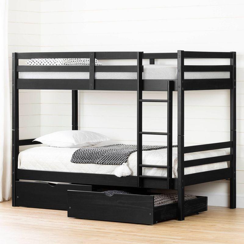 Fakto Kids' Bunk Beds and Rolling Drawers Set Matte Black - South Shore