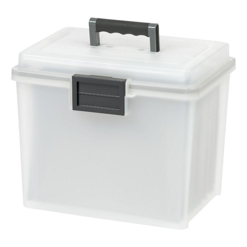 White Plastic Portable File Organizer with Handle and Secure Lid