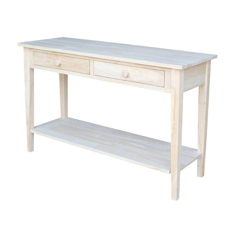 International Concepts 48" Spencer Console Server Table Light Brown: Hardwood Frame, Fixed Shelf Storage