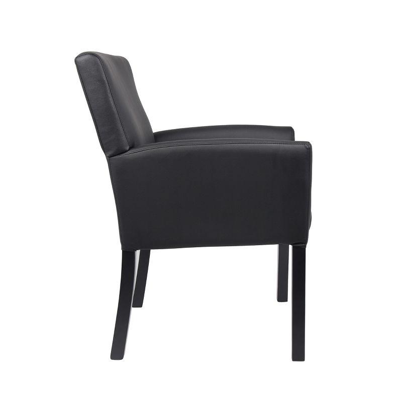 Executive Box Armchair Black - Boss Office Products: Ergonomic, Vinyl Upholstery, Wood Legs, Fixed Height