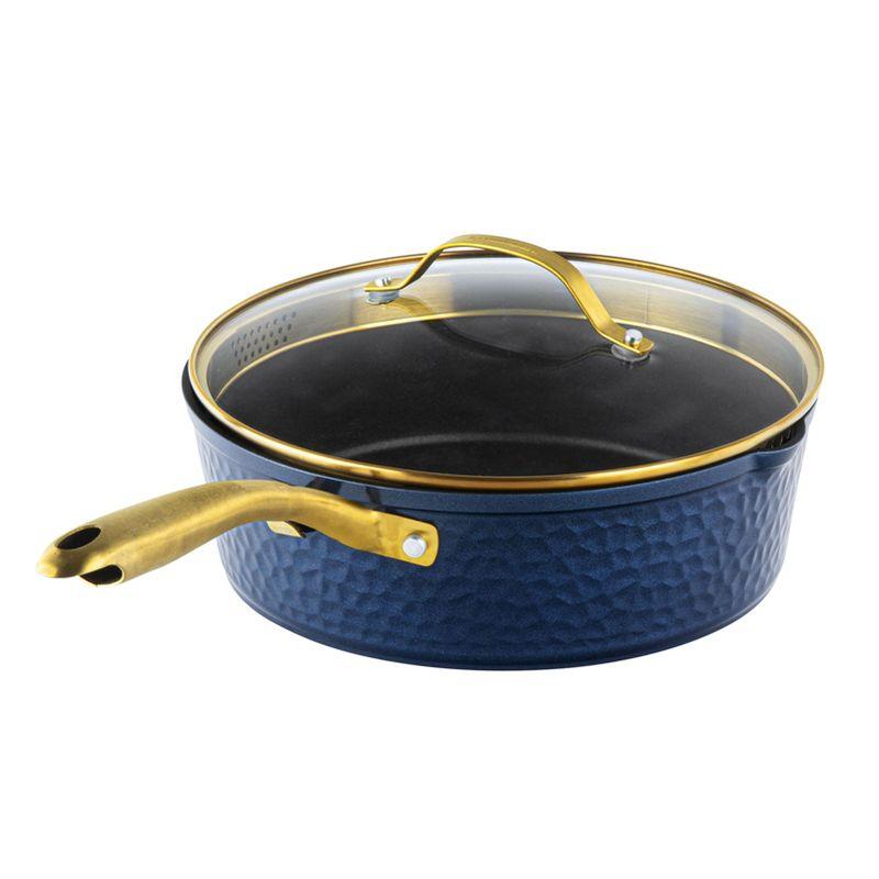 Granitestone Charleston Collection Hammered Navy 4 Qt Deep Saute Nonstick Pan with Lid