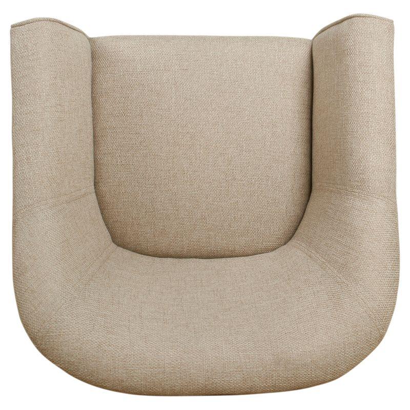 Flax Brown Modern Barrel Wooden Accent Chair