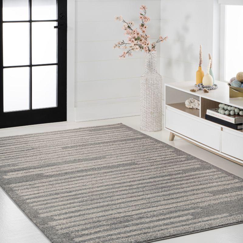 JONATHAN Y Khalil Modern Berber Stripe Gray/Cream 3 ft. x 5 ft. Area Rug