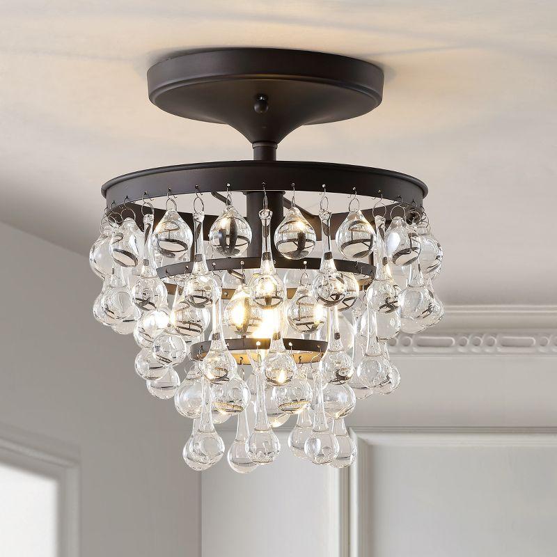 JONATHAN Y Toronto 10" Metal/Crystal LED Flush Mount, Oil Rubbed Bronze