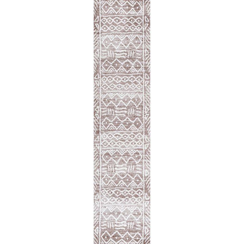 2'x 8' Amanar Geometric Runner Rug, Brown/Ivory - JONATHAN Y