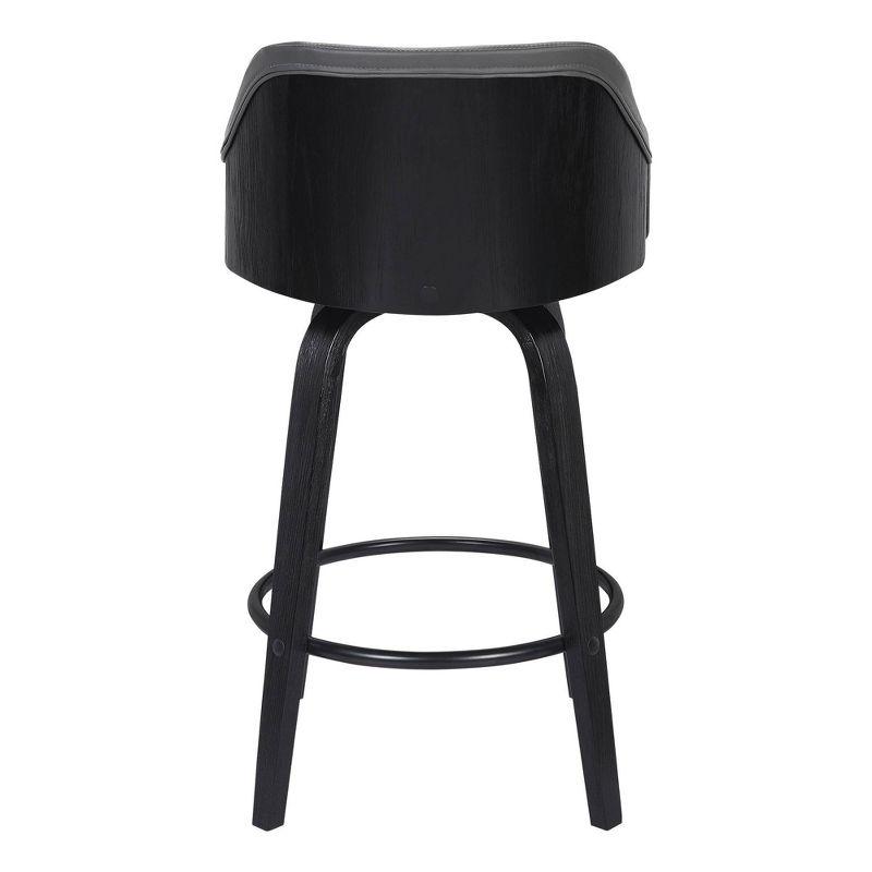 30" Alec Bar Height Swivel Barstool Black/Gray - Armen Living: Contemporary, 360-Degree, Low Back