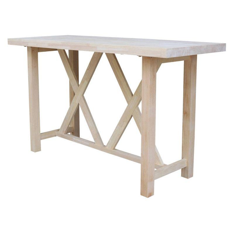 Paul Bar Height Table Unfinished - International Concepts: Solid Wood, 42" High, Rectangular, Seats 4