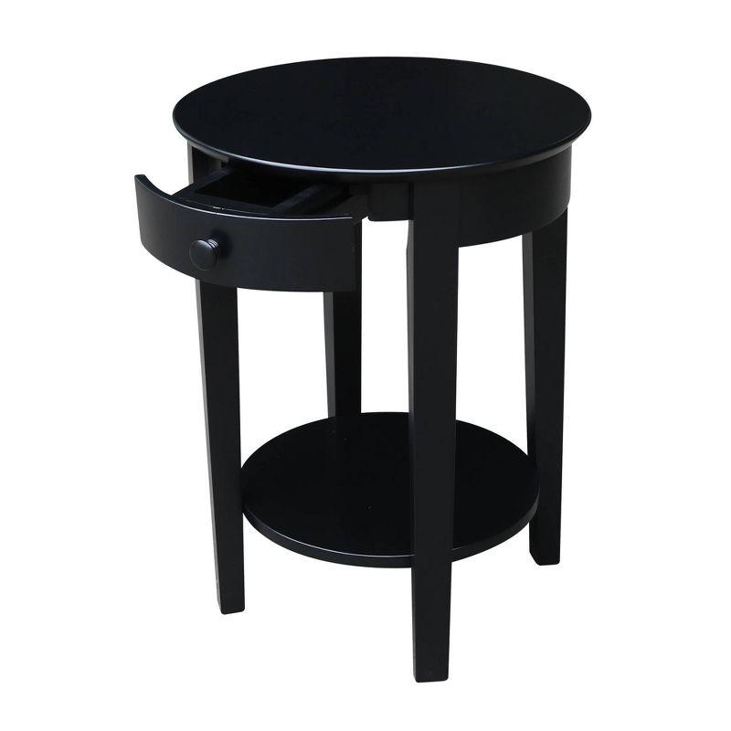 Phillips Accent Table with Drawer Black - International Concepts: Solid Parawood, Mid-Century Modern, Square Shape