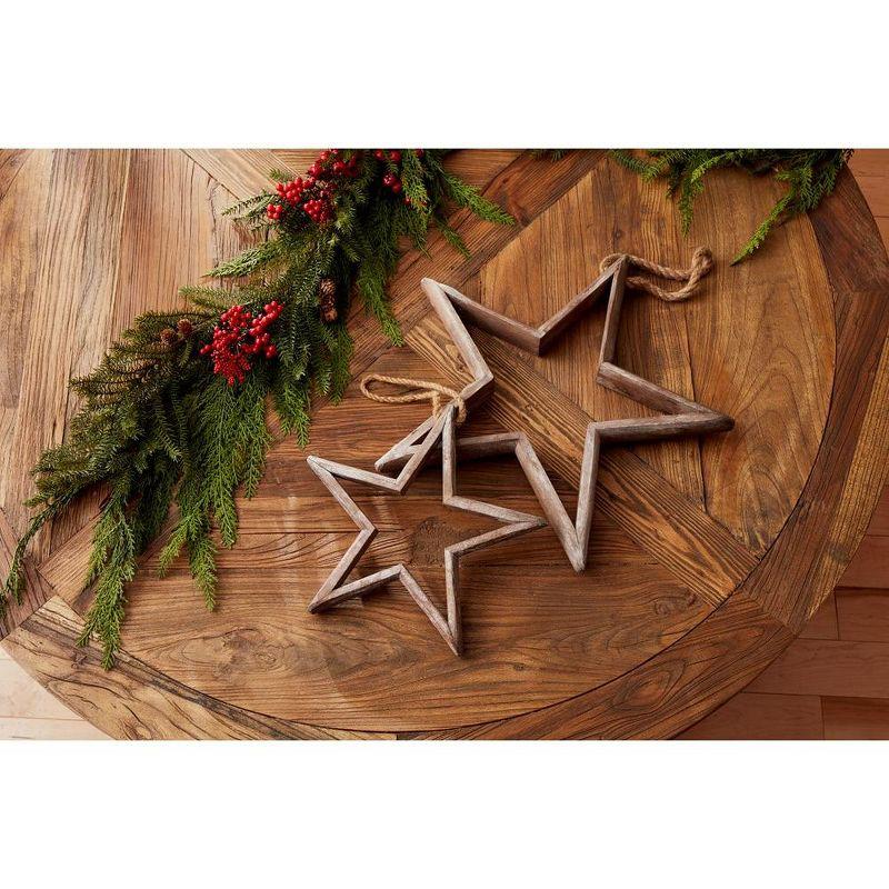 Melrose Natural Wooden Star Ornament (Set of 2)