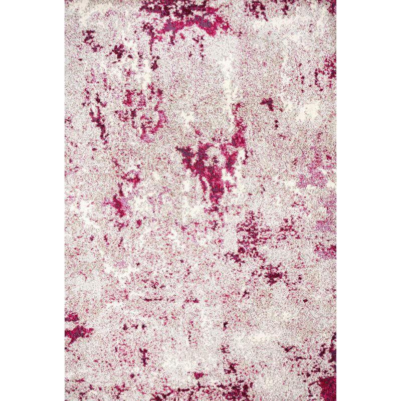 Serene Abstract Maroon and Cream 5'x8' Synthetic Area Rug