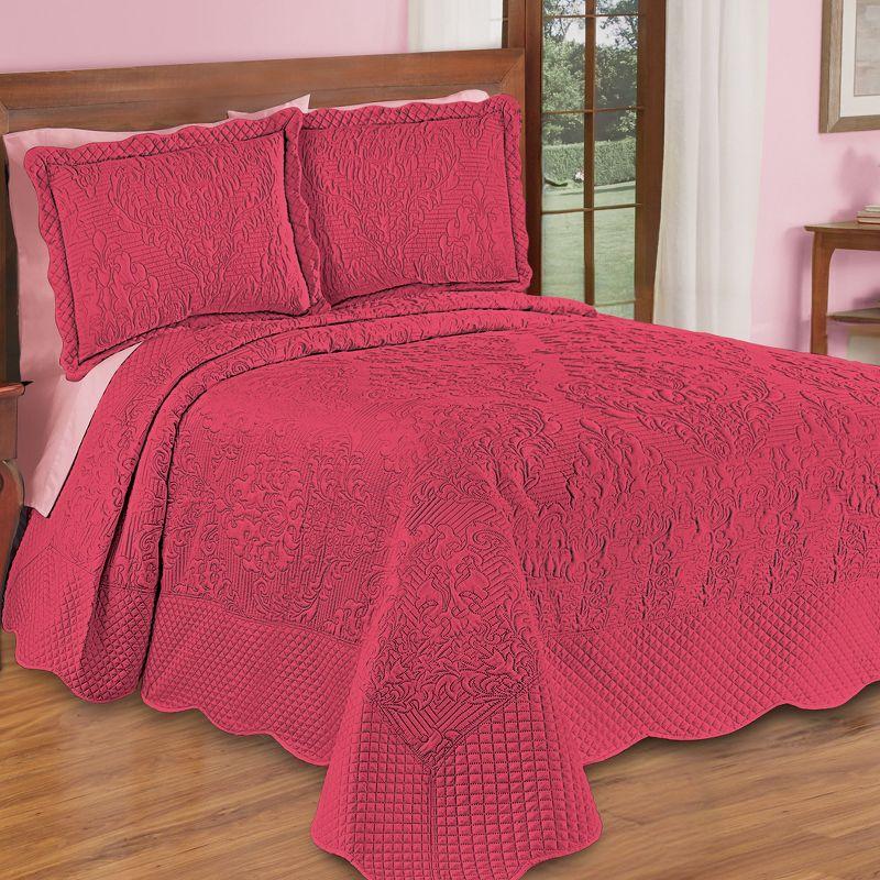 Collections Etc Lovely Victoria Damask Textured Design Oversized Bedspread