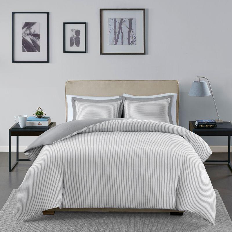 Hayden Twin Gray Microfiber Reversible Duvet Cover Set