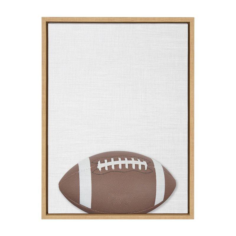 18" x 24" Sylvie Color Football Portrait Framed Canvas Natural - DesignOvation: Modern Style, Plastic Frame, Screen Print Wall Art