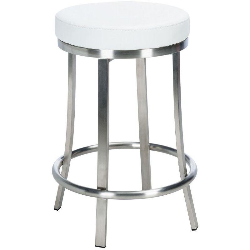 White Faux Leather and Metal Swivel Counter Stool