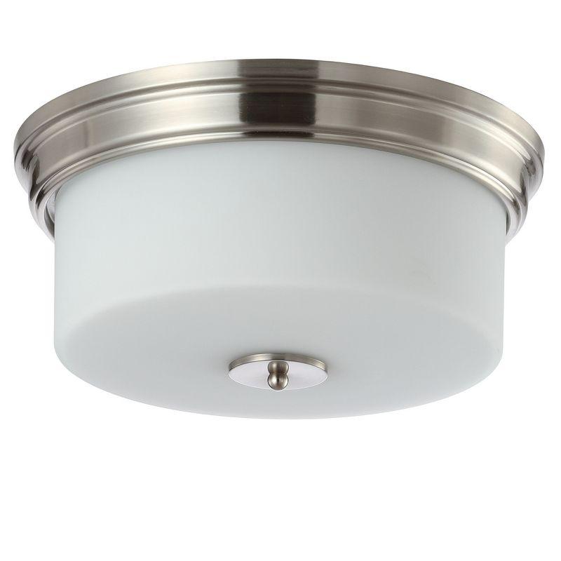 Contemporary 15'' Chrome & White Glass Flush Mount Ceiling Light