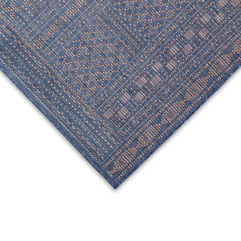 Liora Manne Avena Panel Stripe Indoor/Outdoor Rug Denim 7'10" Square