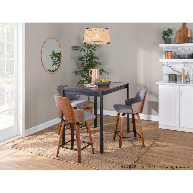 Set of 2 Stella Counter Height Barstools with Swivel & Footrest - LumiSource: Walnut/Light Gray/Black