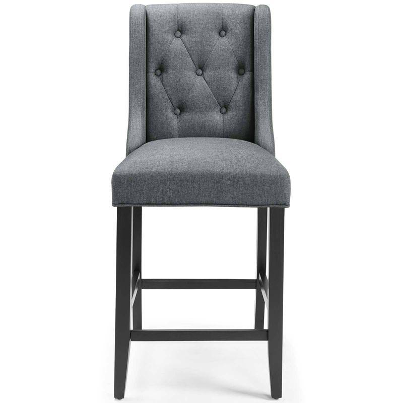 Luxurious Gray Tufted Button Upholstered Fabric Counter Stool