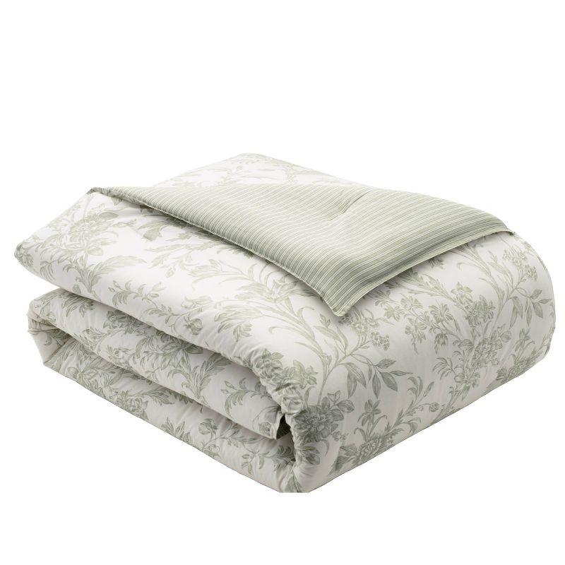 Laura Ashley Laura Ashley Natalie Green Floral Cotton Comforter Bonus Set