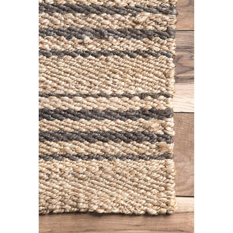 Nuloom Sycamore Striped Jute Area Rug, Square 8' x 8', Natural