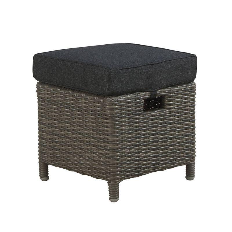 Asti Wicker Outdoor 15" Square Ottomans with Cushions - Gray - Alaterre Furniture