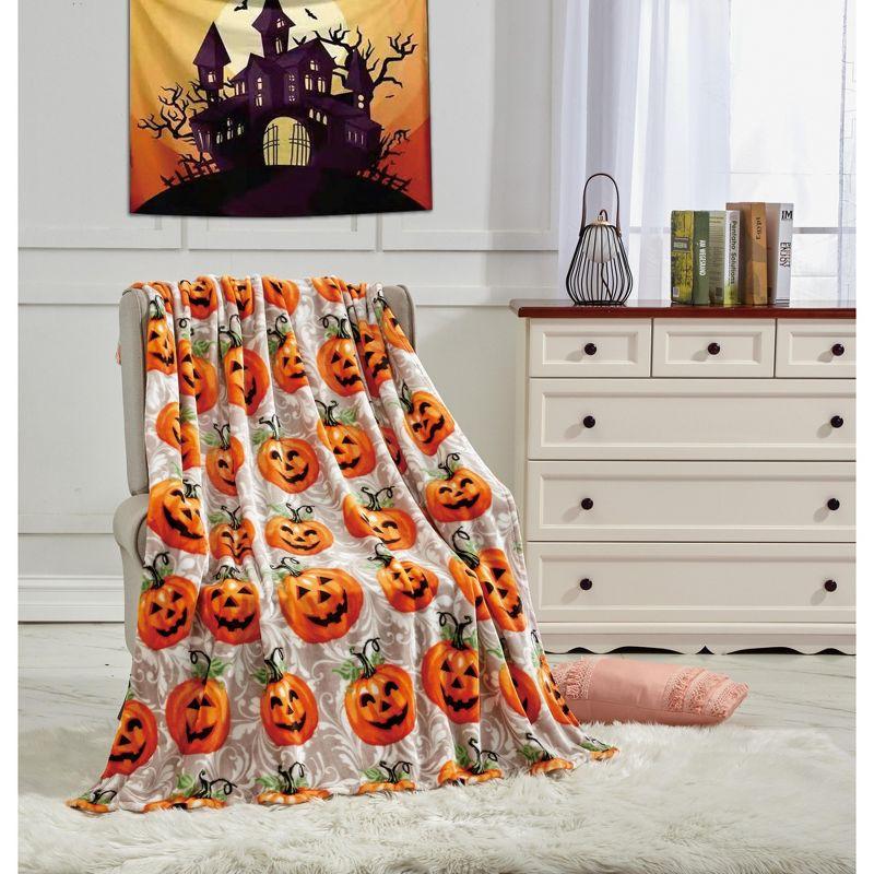 Pumpkin Cats Halloween Microplush Throw Blanket 50" x 60"