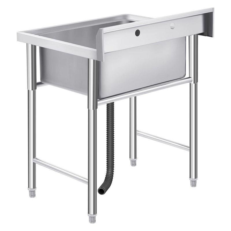 Stainless Steel Sink, Commercial Kitchen Prep & Utility Sink Free Standing Restaurant Laundry Garage Bar Workshop