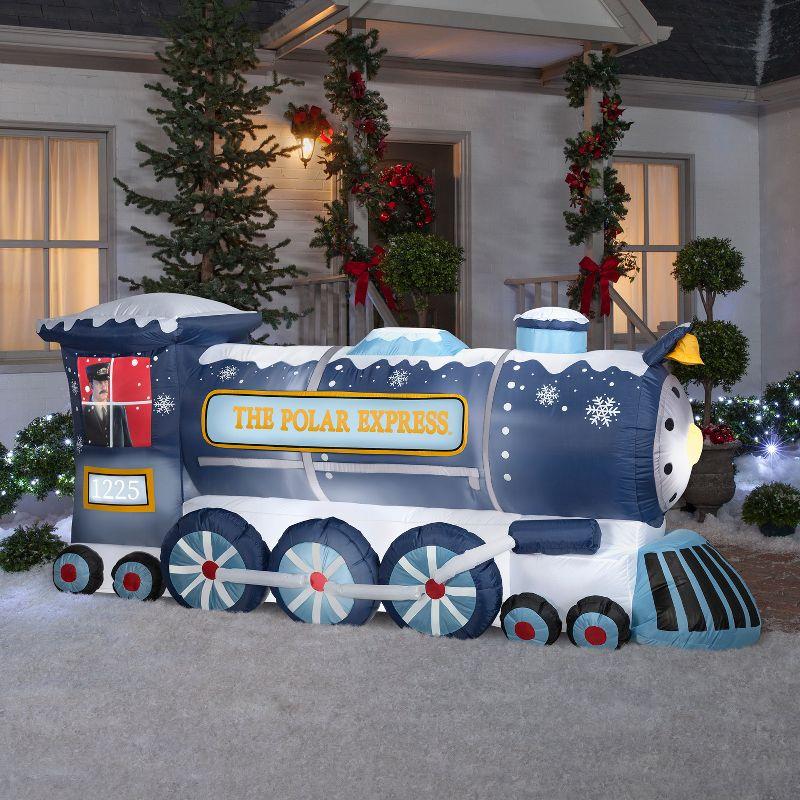 Giant Blue Polar Express Train Christmas Inflatable, 9 ft