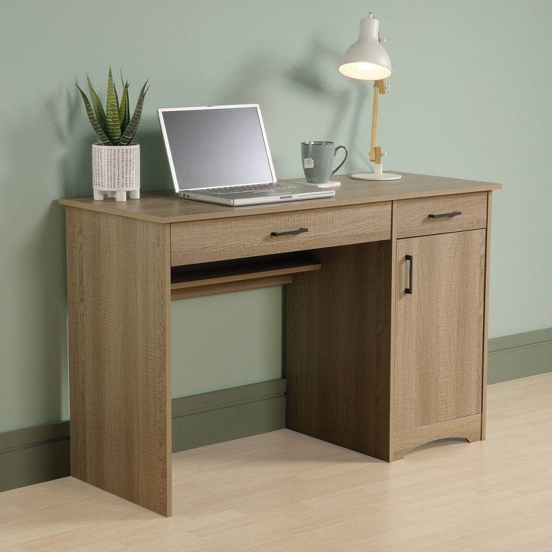 Summer Oak Wood Computer Desk with Drawer and Keyboard Tray