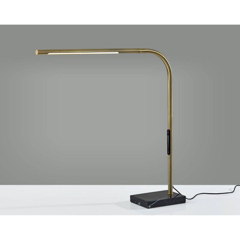 Adesso Cullen Desk Lamp: Marble Base, ETL Listed, Touch Sensor, 24" Metal Cylinder Shade