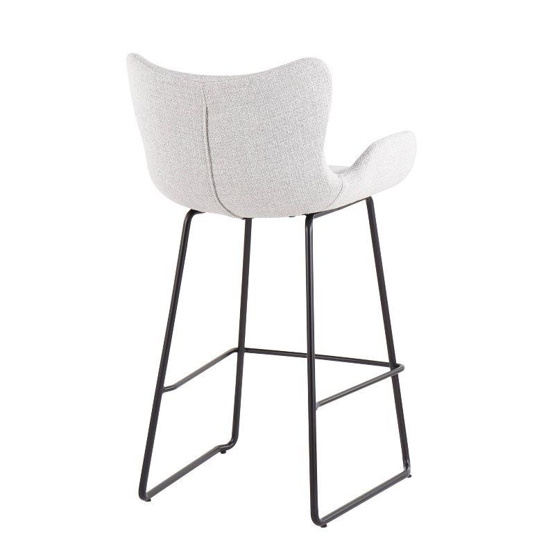 Set of 2 Tara Modern Black Metal Counter Stools with Light Gray Upholstery