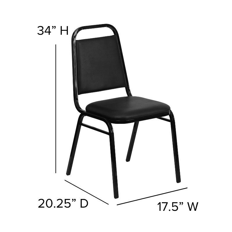 Elegant Trapezoidal Back Banquet Chair in Black Vinyl with Metal Frame