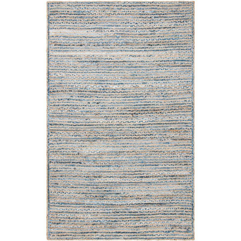 Cape Cod Natural and Blue Hand-Knotted Jute Area Rug