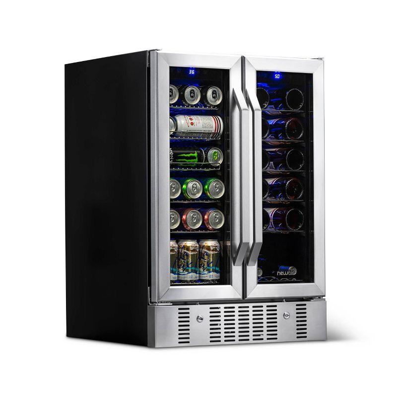 Newair 24” Built-in Dual Zone 18 Bottle and 58 Can Wine and Beverage Fridge in Stainless Steel