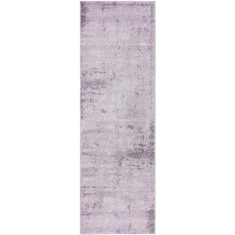 Gray and Purple Synthetic Modern Runner Rug, 2'6" x 6'