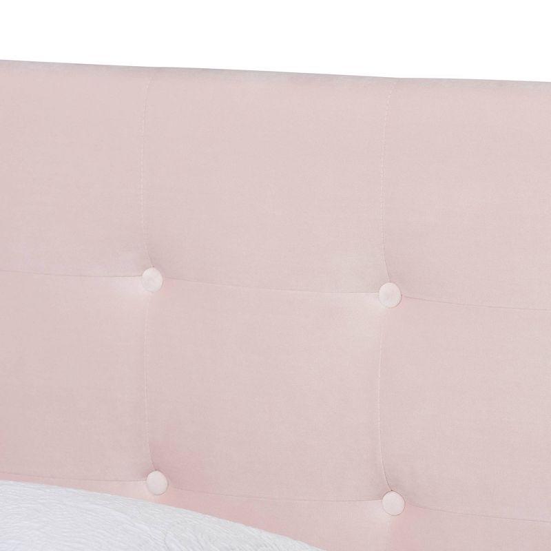 Twin Caprice Glam Velvet Fabric Upholstered Panel Bed Pink - Baxton Studio: Wood Frame, Polyester Fill, Requires Box Spring