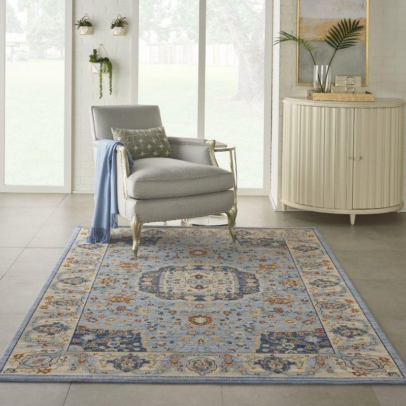 Nourison Majestic MST03 Blue/Ivory/Red Indoor Area Rug - 5'6 x 8'