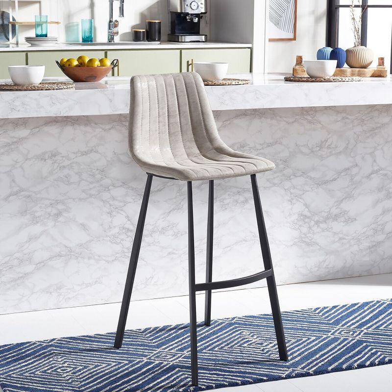 Rhyatte Bar Stool  - BST3018 - Stone/Black - Safavieh