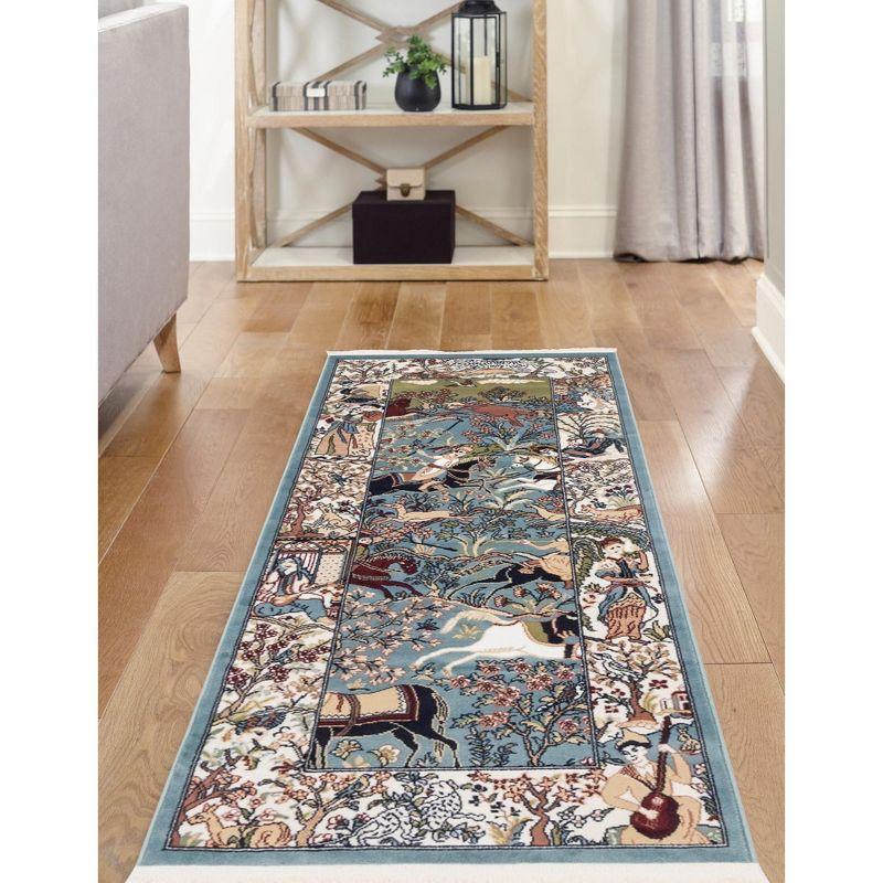Unique Loom Narenj Birmingham Area Rug ,Blue ,3'x13'