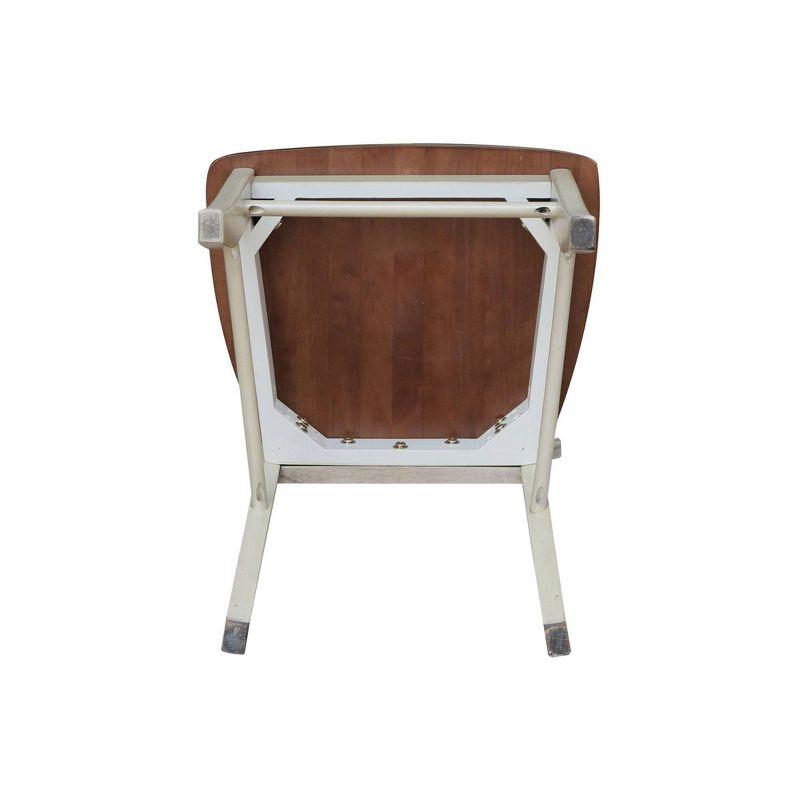 Set of 2 X Back Chairs with Solid Wood Seats Antiqued Almond/Espresso - International Concepts: Hardwood High Back Dining Furniture