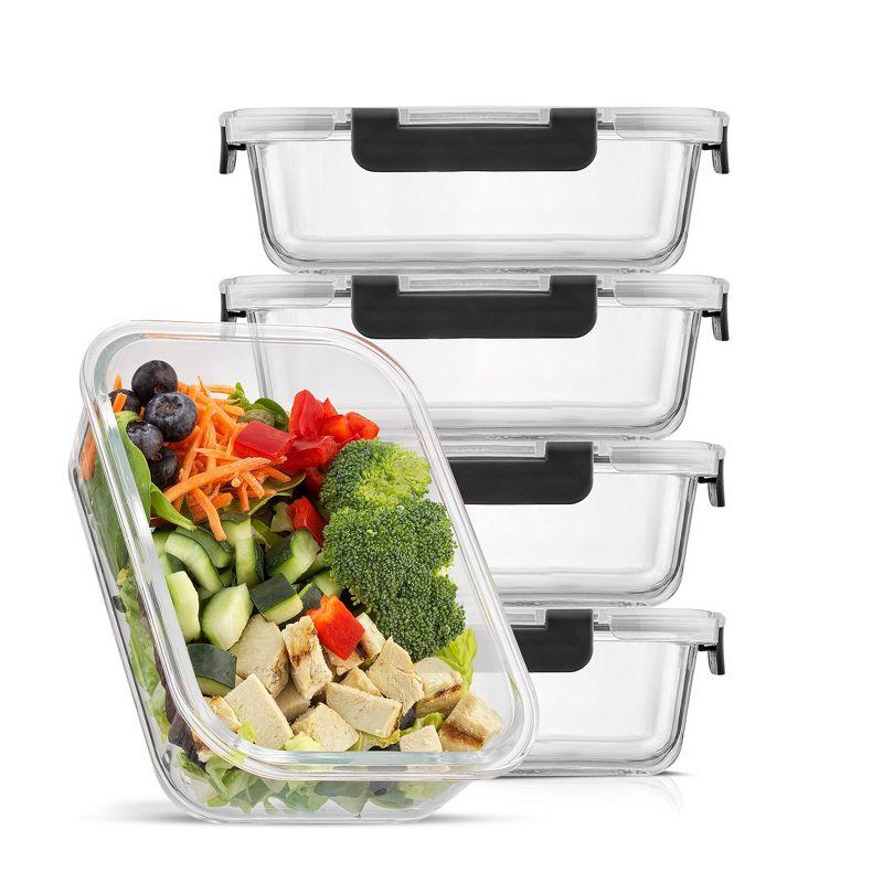 JoyJolt 10-Piece Glass Food Storage Container (Set of 5)