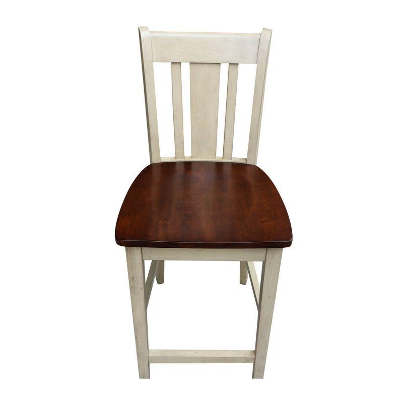 Elegant San Remo Solid Wood Counter Stool in Antique Almond