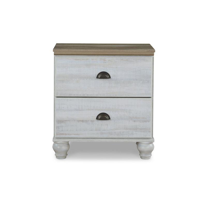 Signature Design by Ashley Traditional Haven Bay 2 Drawer Nightstand, White/Brown