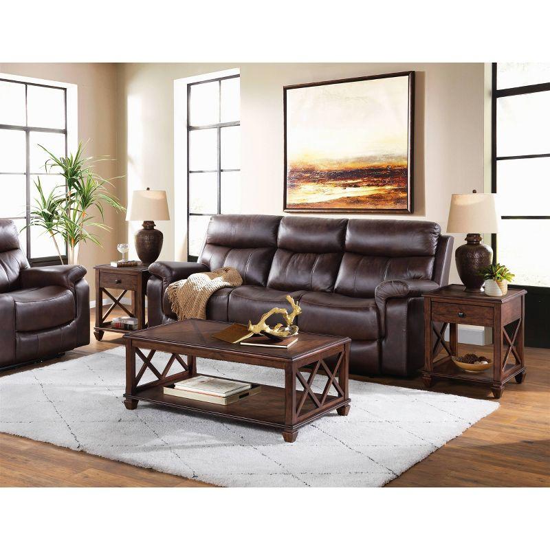 Stockbridge 3-Piece Pine Wood Living Room Set with Cherry Finish