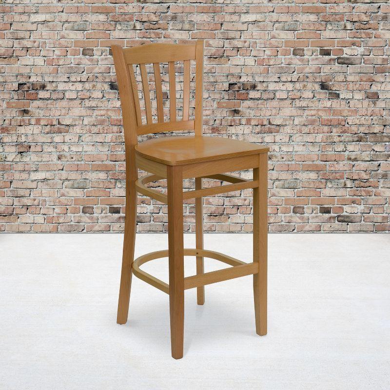 Flash Furniture Vertical Slat Back Wooden Restaurant Barstool