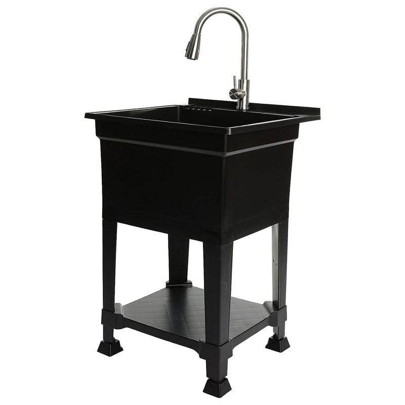 UTILITYSINKS Plastic 24" Compact Workshop Freestanding Laundry Sink with Faucet