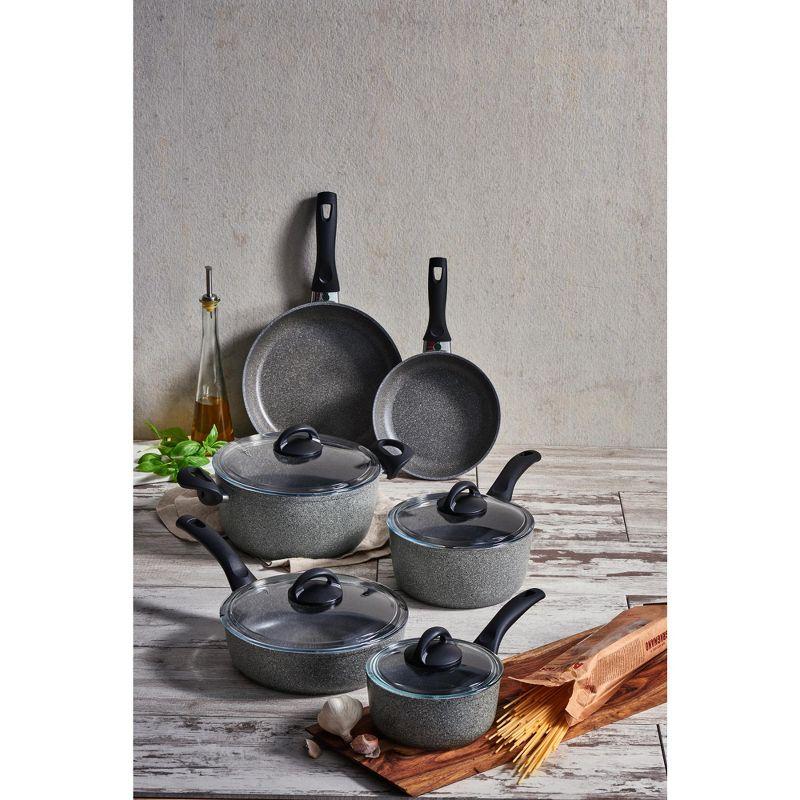 Gray 10-Piece Aluminum Nonstick Cookware Set with Ceramic Finish