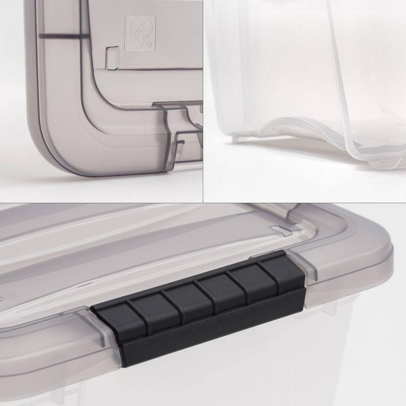 IRIS 32qt Stack and Pull Plastic Storage Bin: Clear & Gray, Stackable, Portable, Latch Closure, Built-In Handles